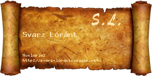 Svarz Lóránt névjegykártya